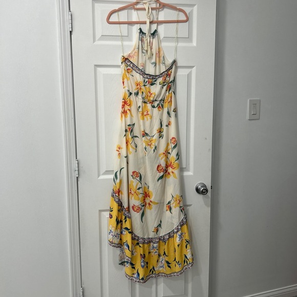 Flying Tomato Floral Maxi Dress Halter Neck Yellow Summer Boho Womens Small - Picture 7 of 11
